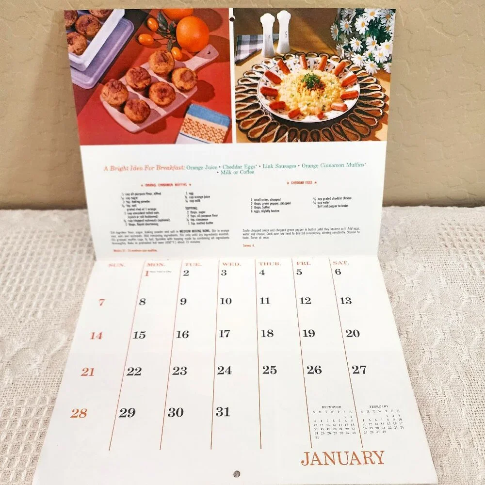 1973 MCM Vintage Unused Tupperware Calendar + Mailing Envelope and Letter NOS